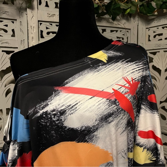 😍HOST PICK😍 BRILLIANT BLACK YELLOW & MULTICOLORS OFF SHOULDER WIDE LEG JUMPSUIT - Picture 3 of 9